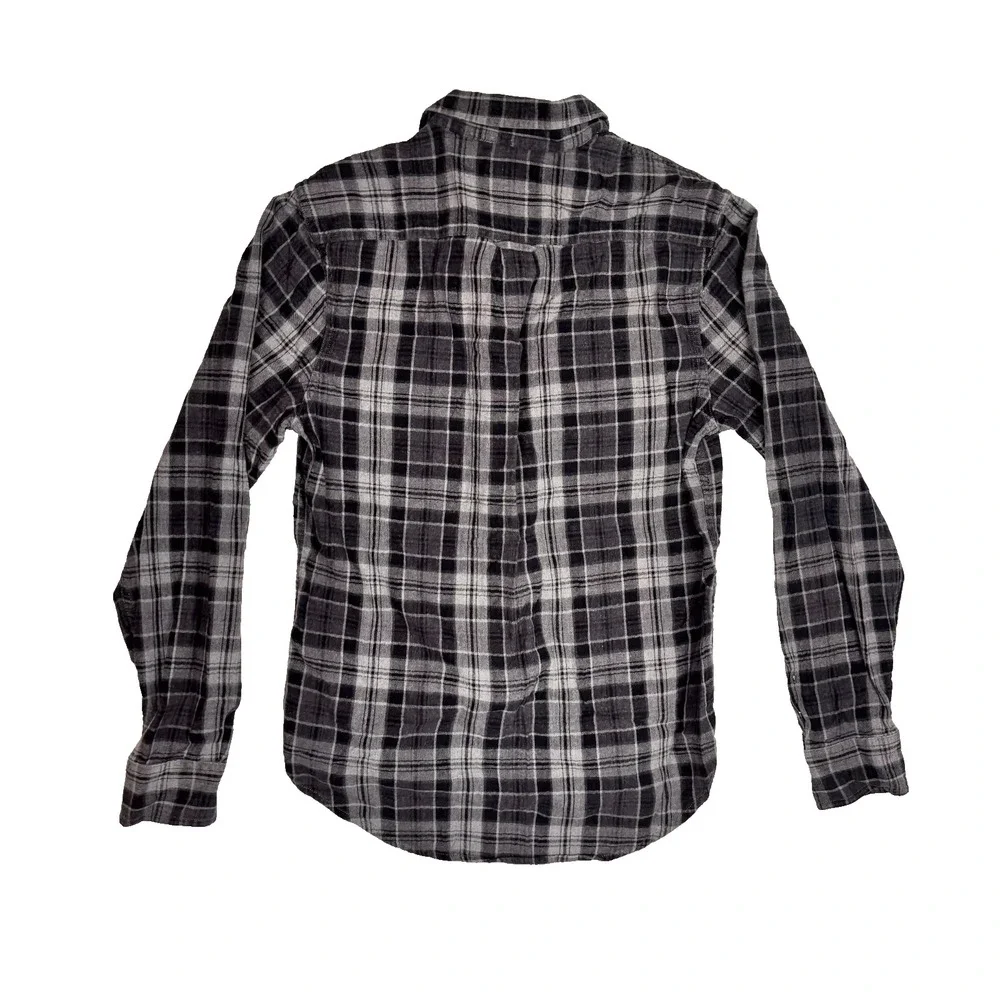 Lucky Brand Classic Fit Flannel Shirt Size Small Mens Plaid Warm‎ Black Gray